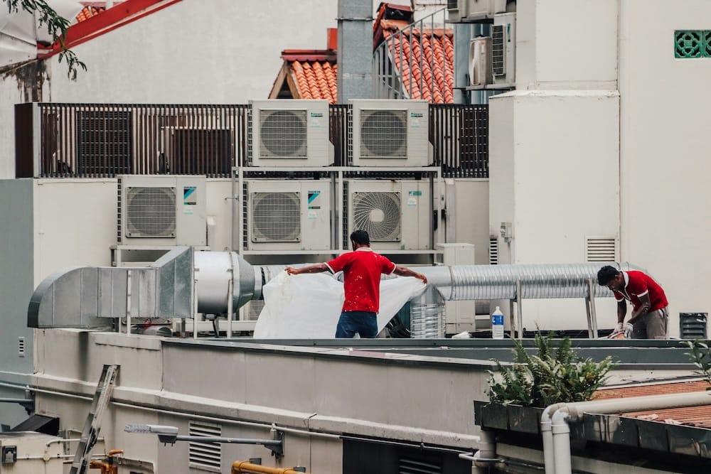 HVAC system on top of building